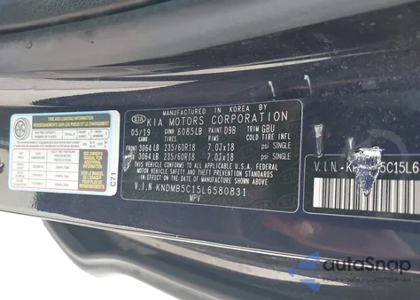 2020 Kia Sedona Ex z USA, uszkodzony, nr VIN KNDMB5C15L6580831